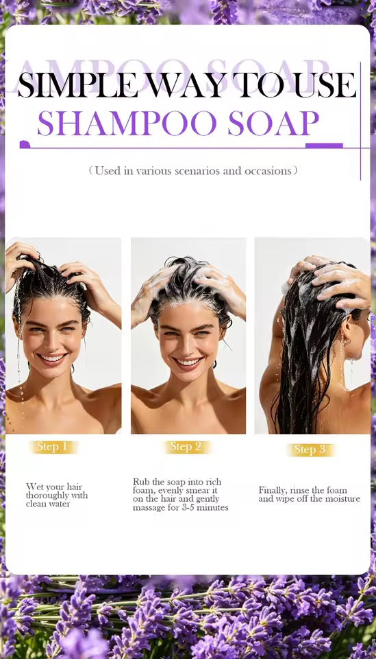 Organic Lavender Shampoo Soap Without Silicone, Cleanses the Scalp, Nourishes Hair & Controls Oil