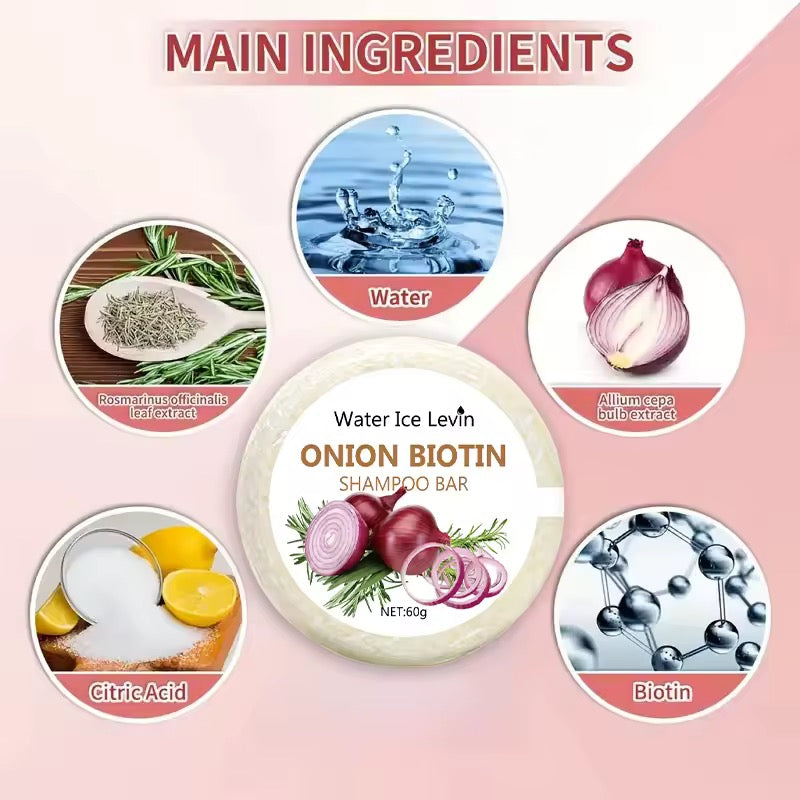 Organic Onion Biotin Shampoo Soap Without Silicone, Cleanses the Scalp, Nourishes Hair & Controls Oil