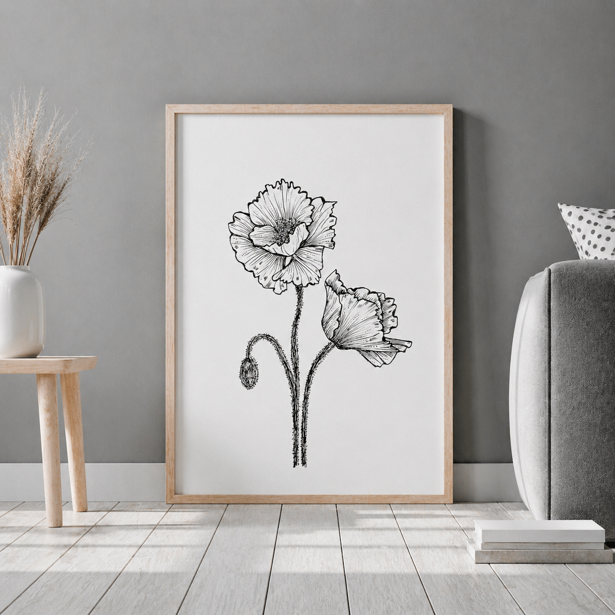 Hand Drawn Floral Art On Cartridge Paper - No Frame (Size: A4 & A3)
