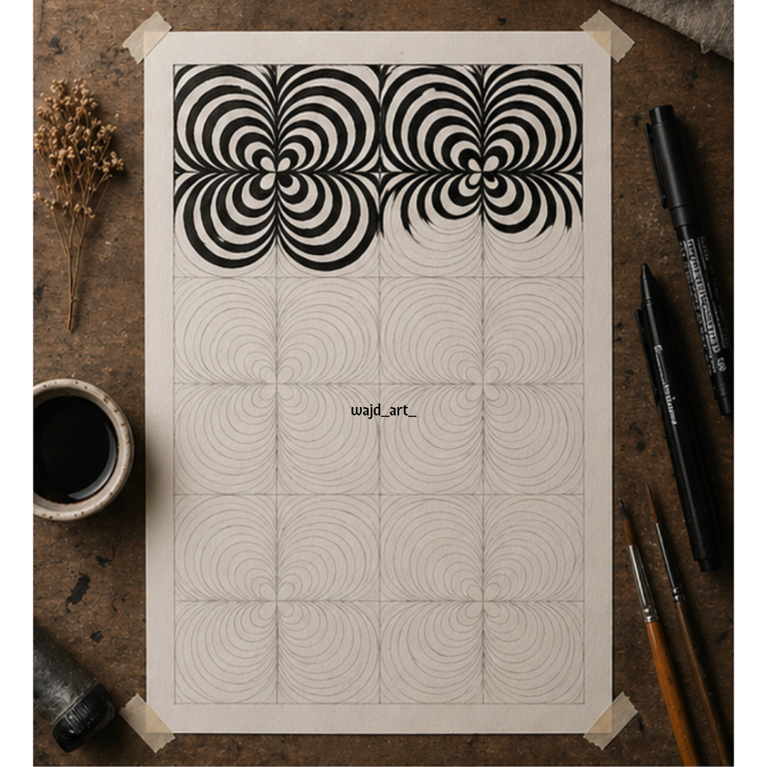 Hand Drawn Geometrical Doodling Art on Cartridge Paper- No Frame (Size A4 & A3)