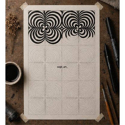 Hand Drawn Geometrical Doodling Art on Cartridge Paper- No Frame (Size A4 & A3)