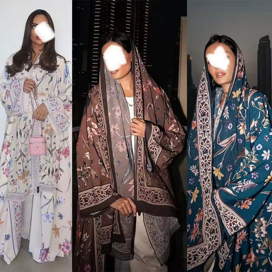 Timeless Abaya Floral Delicate Dubai Style