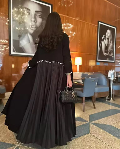 Slit Black Abaya - Long Sleeved Dubai Style Robe