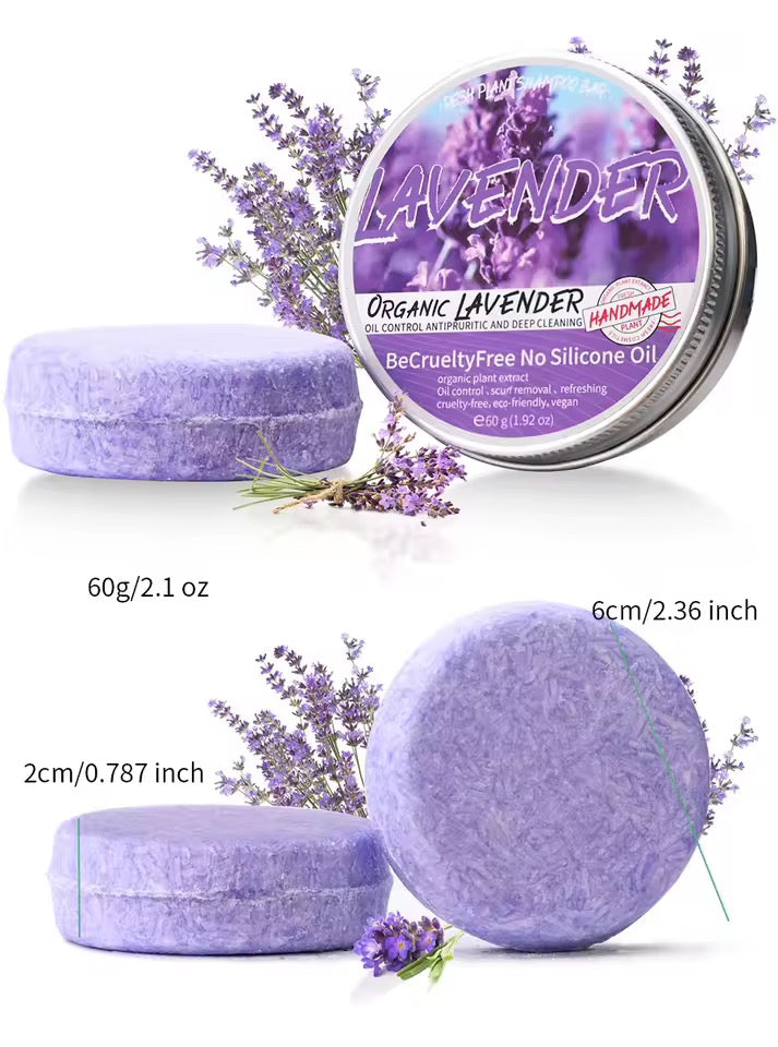 Organic Lavender Shampoo Soap Without Silicone, Cleanses the Scalp, Nourishes Hair & Controls Oil