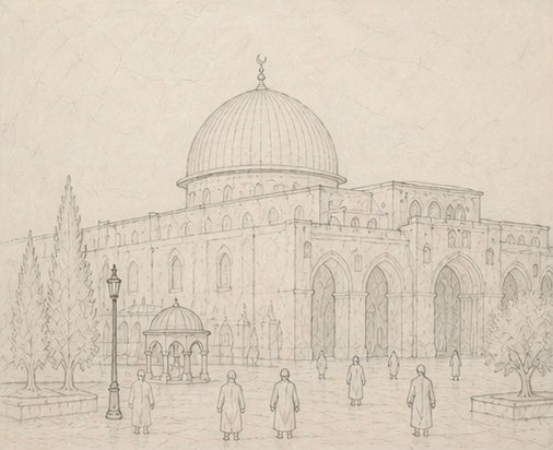 Limited Edition PRINT of my Original Masjid Aqsa Holy Muslim Acrylic Painting on Cartridge Paper - No Frame (Size: A4 & A3)