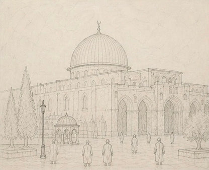 Limited Edition PRINT of my Original Masjid Aqsa Holy Muslim Acrylic Painting on Cartridge Paper - No Frame (Size: A4 & A3)