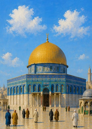 Limited Edition PRINT of my Original Golden Dome Holy Muslim Acrylic Painting on Cartridge Paper - No Frame (Size: A4 & A3)