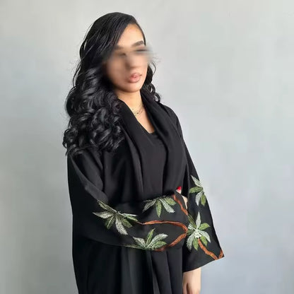 Slit Black Abaya - Long Sleeved Dubai Style Robe