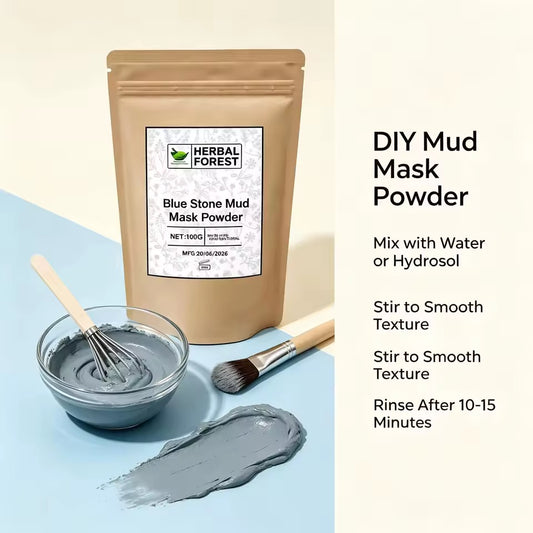 Organic Blue Stone Mud Mask Powder for Skin and Face Beauty (100 grams)