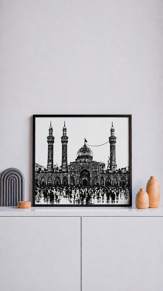 Hand Drawn Shrine of Hazrath Ali Shrine, Iraq - Muslim Art on Cartridge Paper - No Frame (Size: A4 & A3)