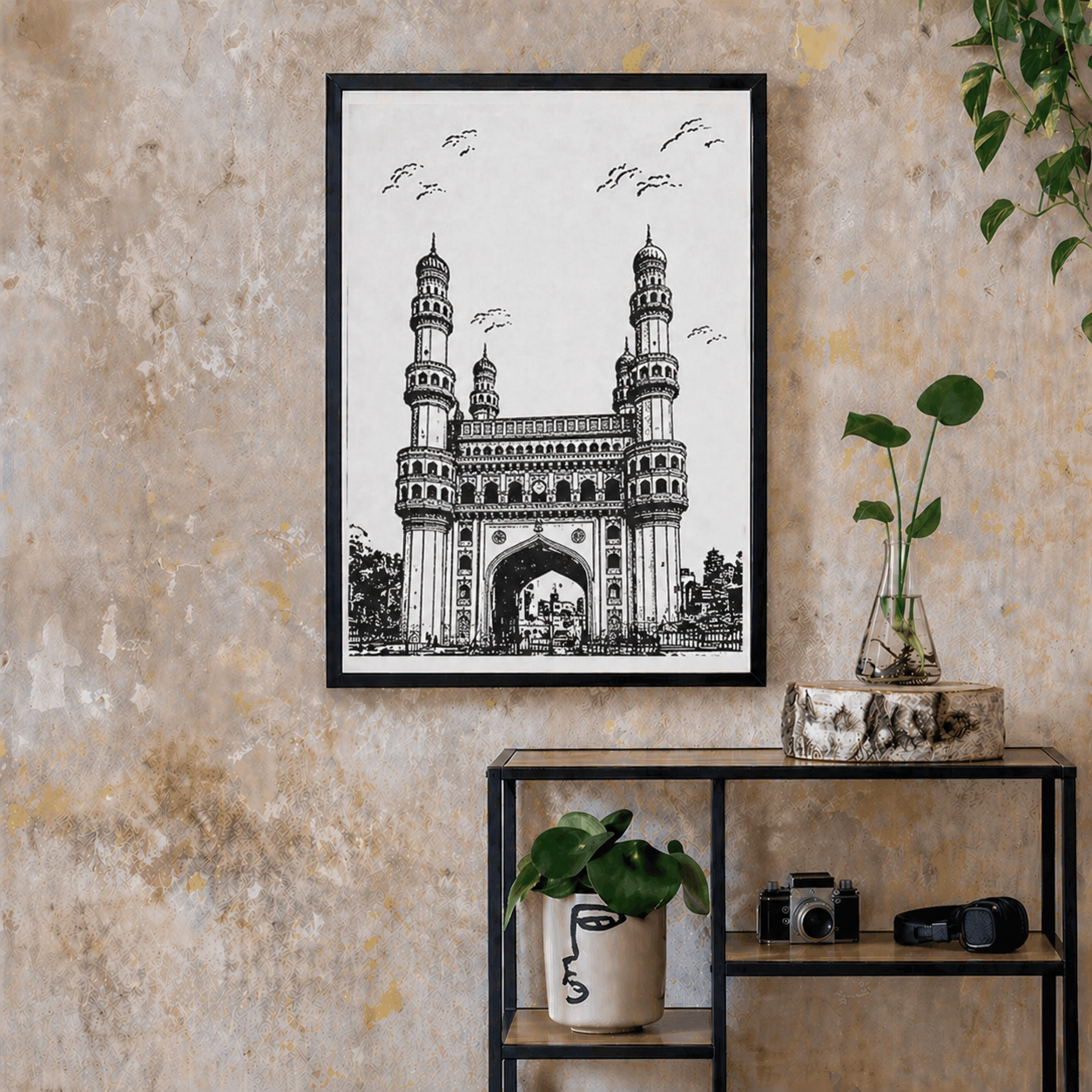 Hand Drawn Charminar, India - City Art on Cartridge Paper - No Frame (Size: A4 & A3)