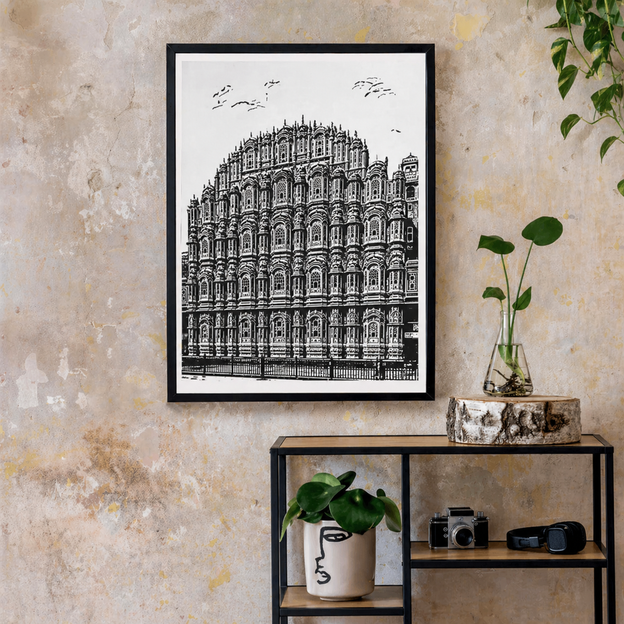 Hand Drawn Hawa Mahal, India - City Art on Cartridge Paper - No Frame (Size: A4 & A3)