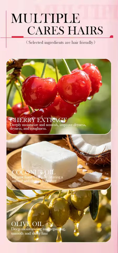 Organic Fruit Cherry Shampoo Soap Without Silicone, Cleanses the Scalp, Nourishes Hair & Controls Oil