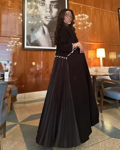 Slit Black Abaya - Long Sleeved Dubai Style Robe