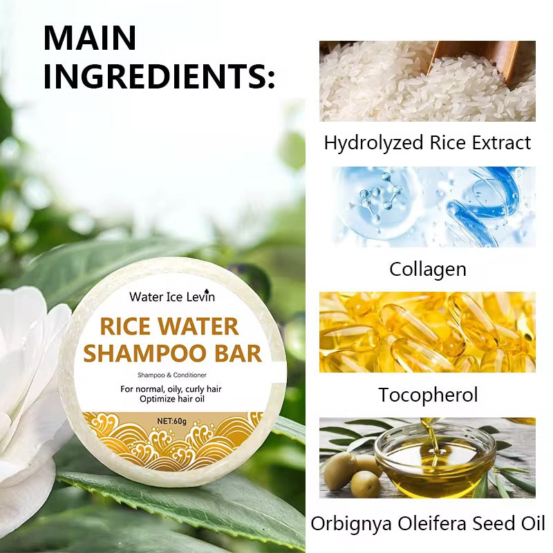 Organic Rice Water Shampoo Soap Without Silicone, Cleanses the Scalp, Nourishes Hair & Controls Oil