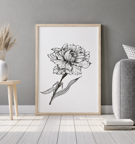 Hand Drawn Floral Art On Cartridge Paper - No Frame (Size: A4 & A3)