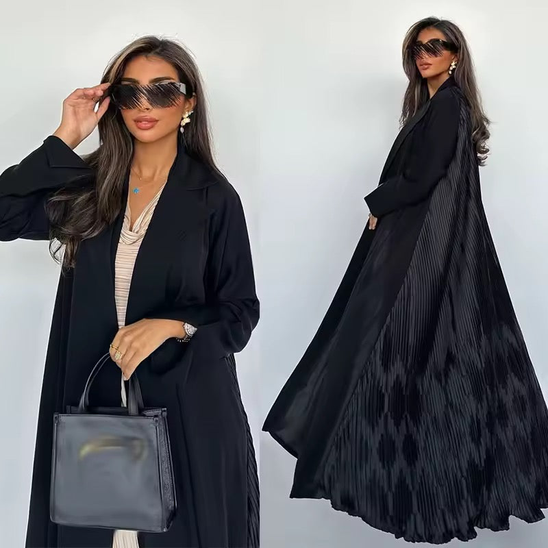 Slit Black Abaya - Long Sleeved Dubai Style Robe
