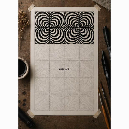 Hand Drawn Geometrical Doodling Art on Cartridge Paper- No Frame (Size A4 & A3)
