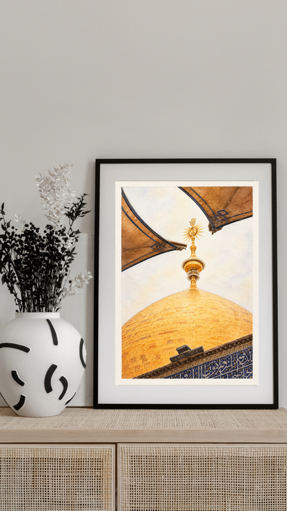 Limited Edition PRINT of my Original Watercolour Painting of Imam Ali's Shrine - Muslim Watercolour Painting on Cartridge Paper - No Frame (Size: A4 & A3)