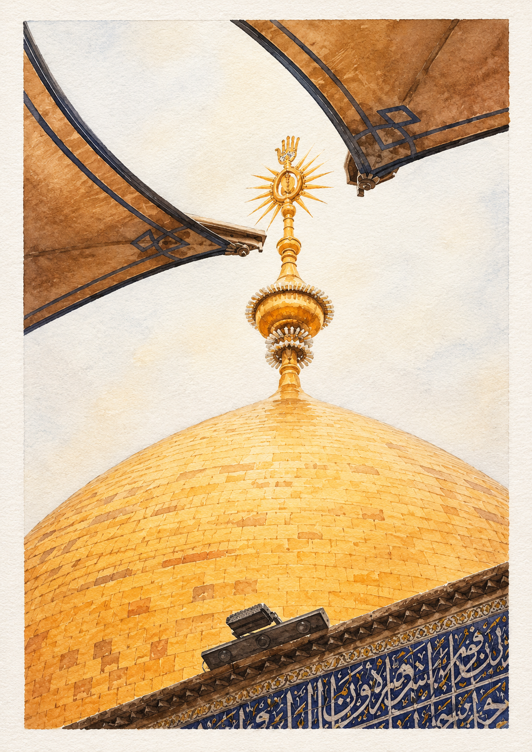 Limited Edition PRINT of my Original Watercolour Painting of Imam Ali's Shrine - Muslim Watercolour Painting on Cartridge Paper - No Frame (Size: A4 & A3)