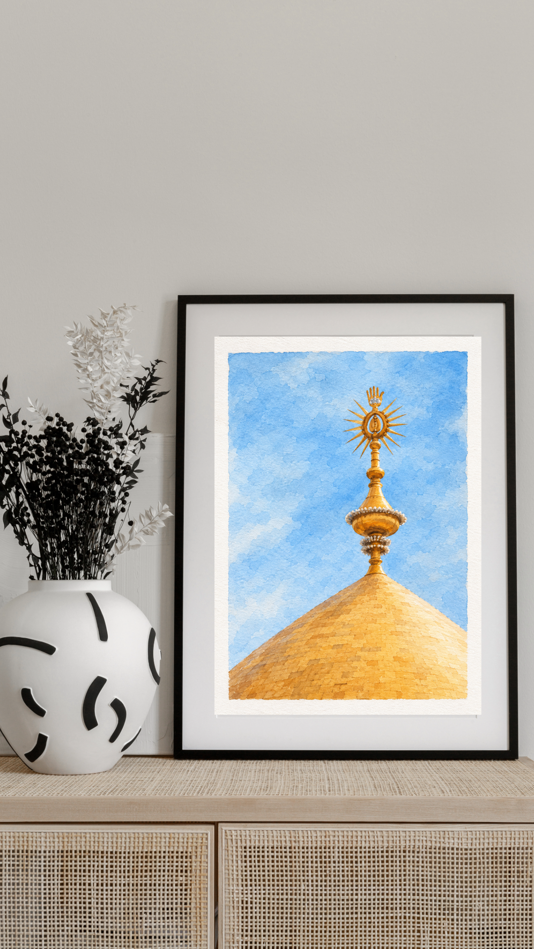 Limited Edition PRINT of my Original Watercolour Painting of Imam Ali's Shrine - Muslim Watercolour Painting on Cartridge Paper - No Frame (Size: A4 & A3)