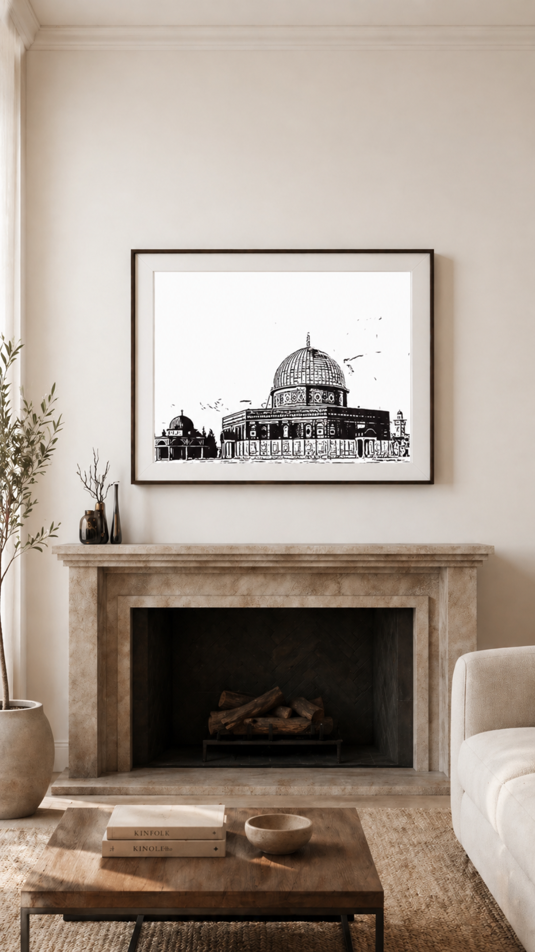 Hand Drawn Golden Dome Mosque, Jerusalem - Muslim Art on Cartridge Paper - No Frame (Size: A4 & A3)