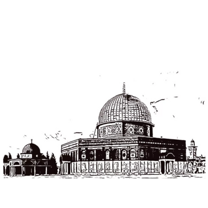 Hand Drawn Golden Dome Mosque Muslim Art on Cartridge Paper - No Frame (Size: A4 & A3)