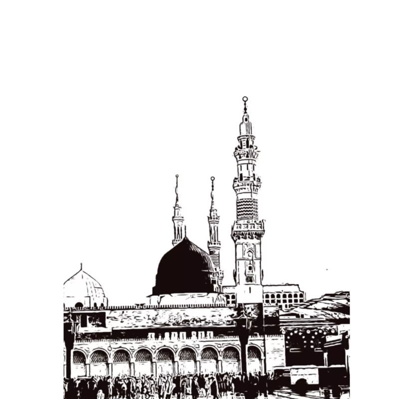 Hand Drawn Madina Muslim Art on Cartridge Paper - No Frame (Size: A4 & A3)