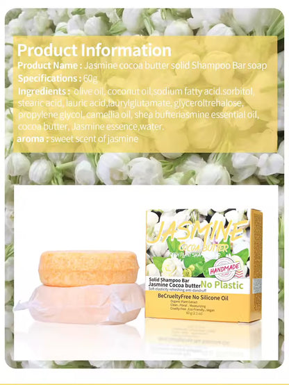 Organic Jasmine Shampoo Soap Without Silicone, Cleanses the Scalp, Nourishes Hair & Controls Oil