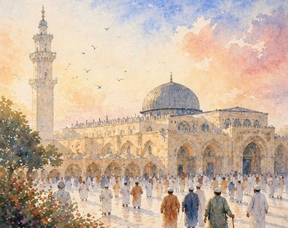 Limited Edition PRINT of my Original Masjid Aqsa Holy Watercolour Muslim Painting on Cartridge Paper - No Frame (Size: A4 & A3)