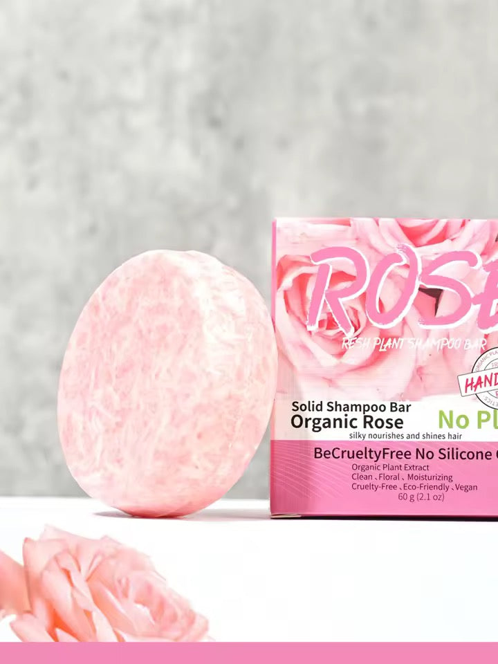 Organic Rose Shampoo Soap Without Silicone, Cleanses the Scalp, Nourishes Hair & Controls Oil
