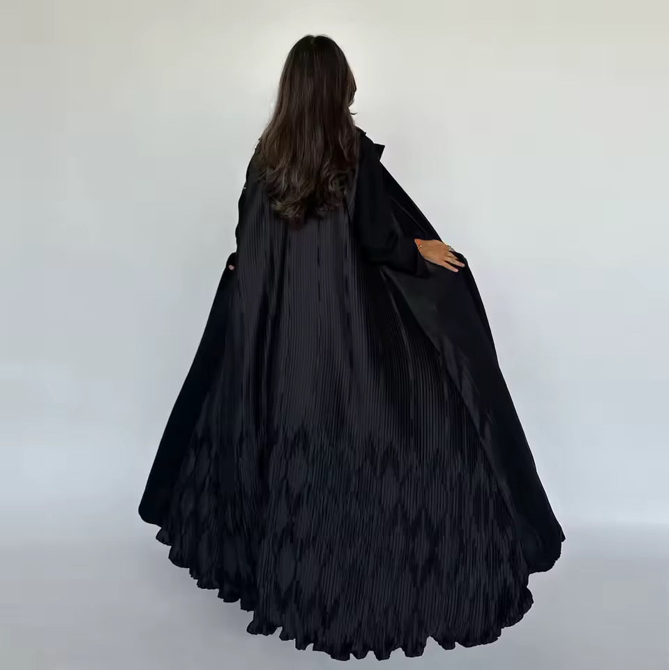 Slit Black Abaya - Long Sleeved Dubai Style Robe