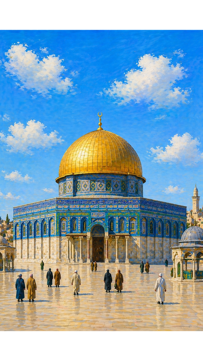 Limited Edition PRINT of my Original Golden Dome Holy Muslim Acrylic Painting on Cartridge Paper - No Frame (Size: A4 & A3)