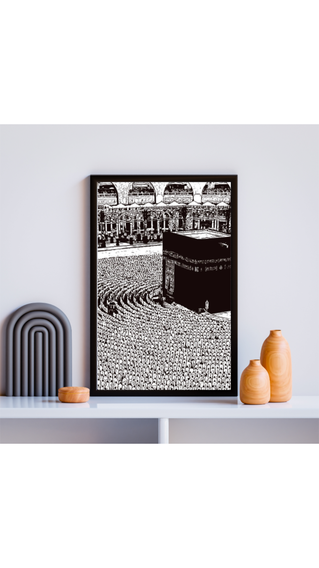 Hand Drawn Kaaba Muslim Art on Cartridge Paper - No Frame (Size: A4 & A3)
