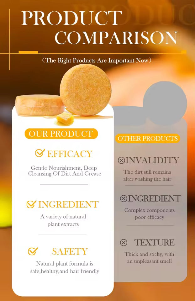 Organic Honey Shampoo Soap Without Silicone, Cleanses the Scalp, Nourishes Hair & Controls Oil
