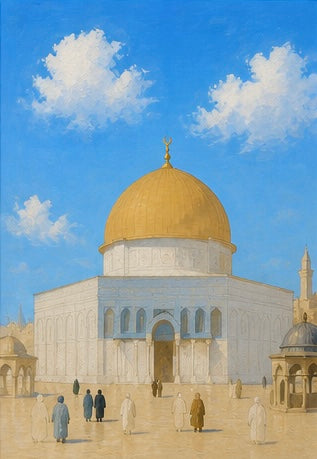 Limited Edition PRINT of my Original Golden Dome Holy Muslim Acrylic Painting on Cartridge Paper - No Frame (Size: A4 & A3)