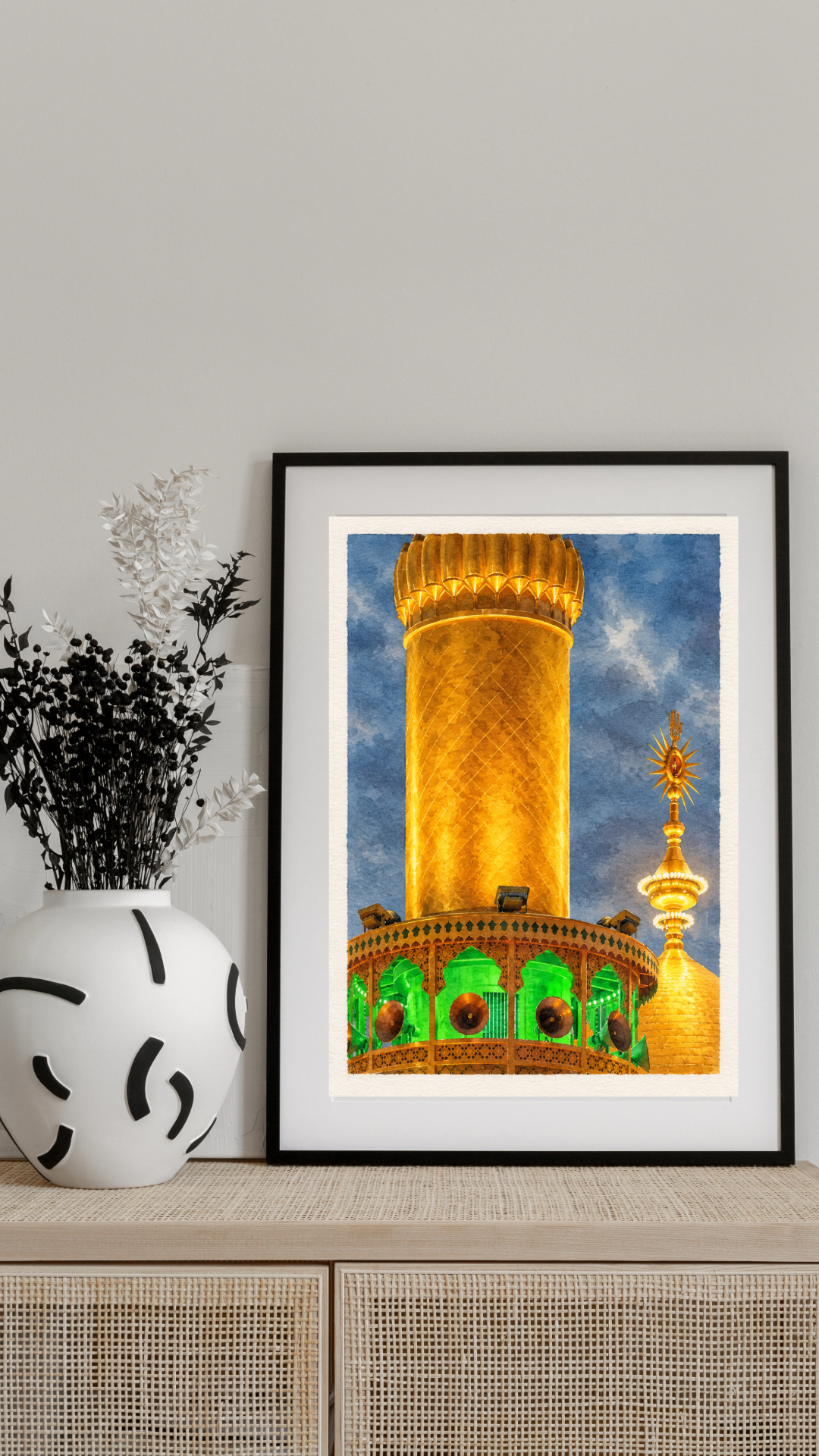 Limited Edition PRINT of my Original Watercolour Painting of Imam Ali's Shrine - Muslim Watercolour Painting on Cartridge Paper - No Frame (Size: A4 & A3)