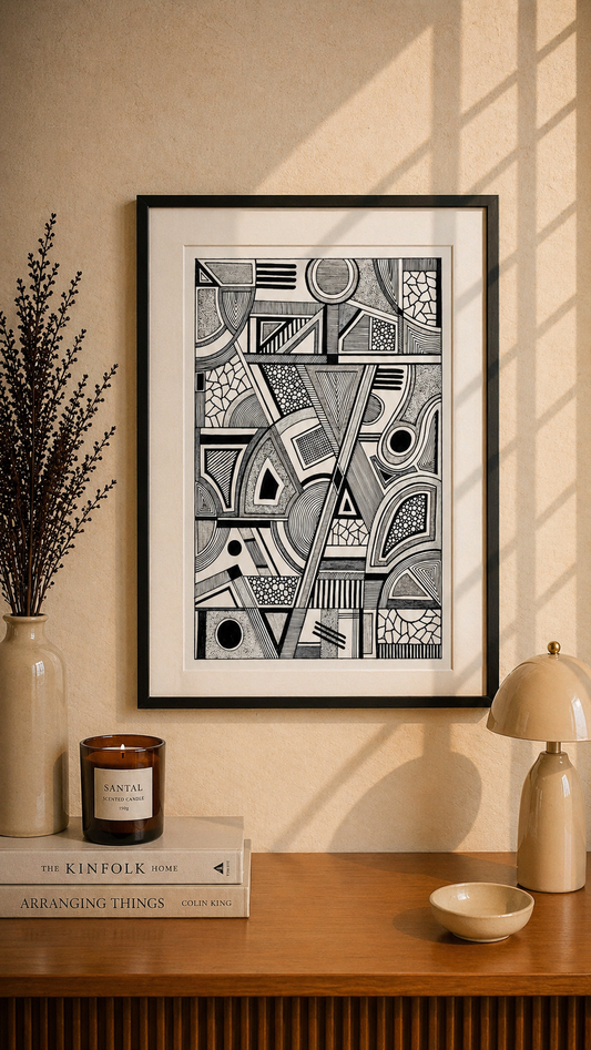 Hand Drawn Geometrical Doodling Art on Cartridge Paper- No Frame (Size A4 & A3)