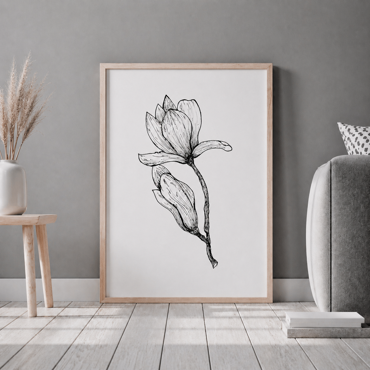 Hand Drawn Floral Art On Cartridge Paper - No Frame (Size: A4 & A3)