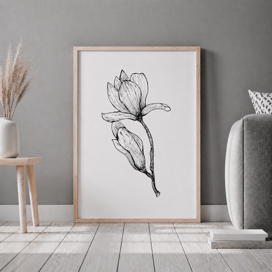 Hand Drawn Floral Art On Cartridge Paper - No Frame (Size: A4 & A3)