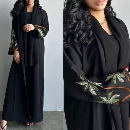 Slit Black Abaya - Long Sleeved Dubai Style Robe
