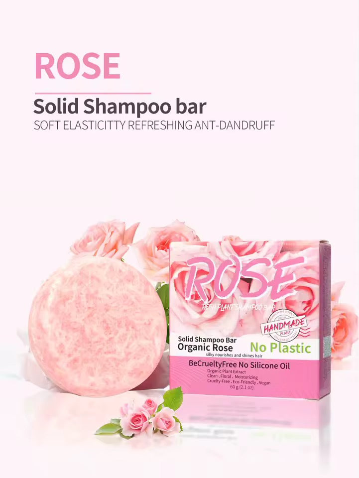 Organic Rose Shampoo Soap Without Silicone, Cleanses the Scalp, Nourishes Hair & Controls Oil