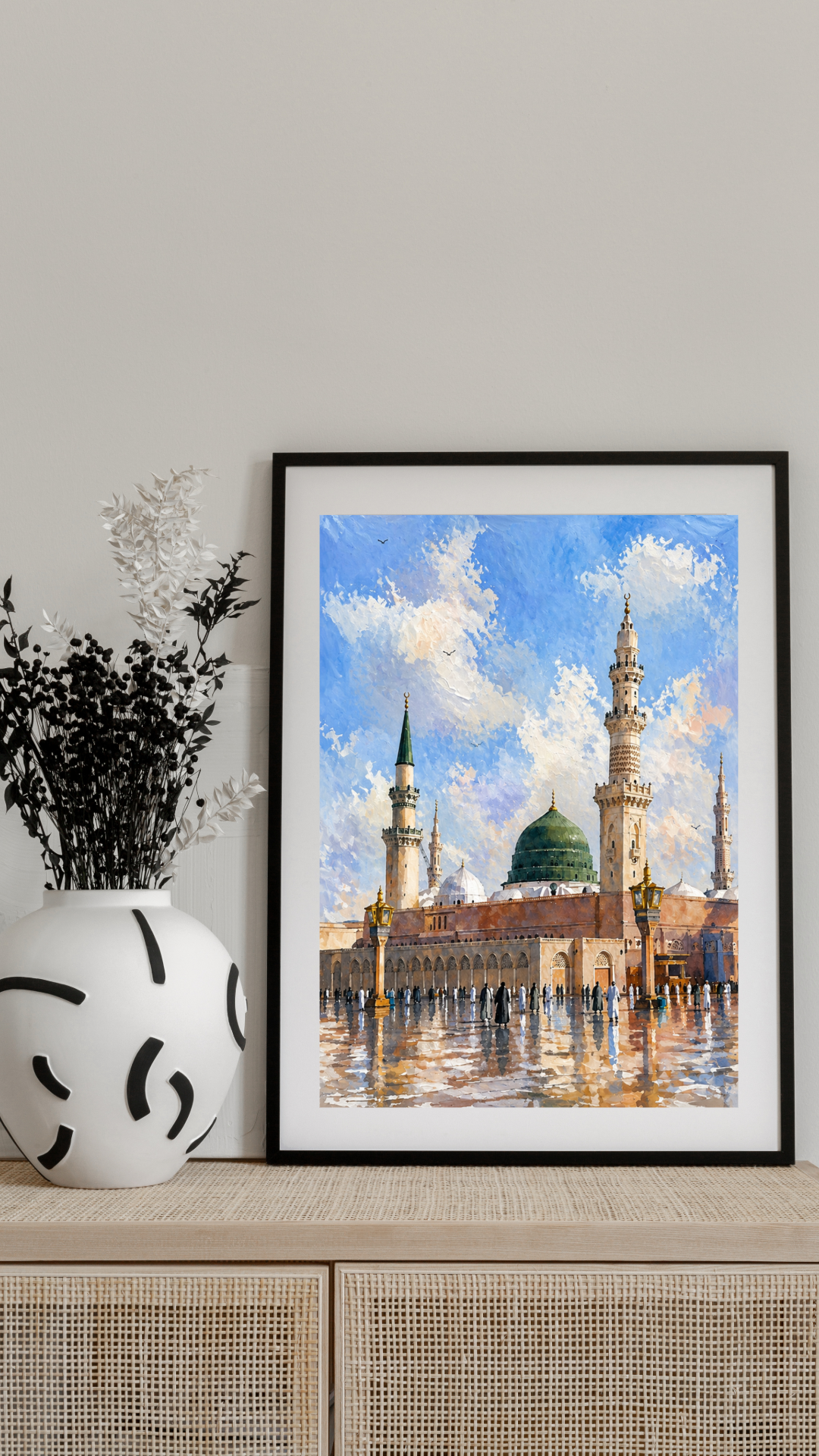 Limited Edition PRINT of my Original Madina, Saudi Arabia, Muslim Acrylic Painting on Cartridge Paper - No Frame (Size: A4 & A3)