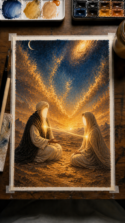 Limited Edition PRINT of my Original Murshid-Mureed Mystical Muslim on Cartridge Paper - No Frame (Size: A4 & A3)