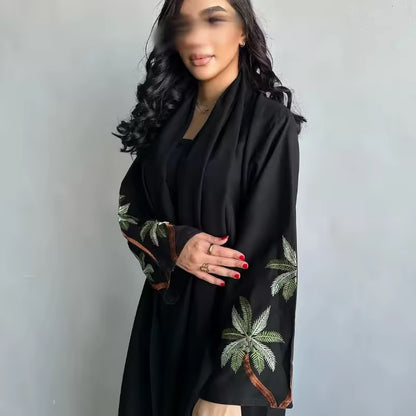 Slit Black Abaya - Long Sleeved Dubai Style Robe