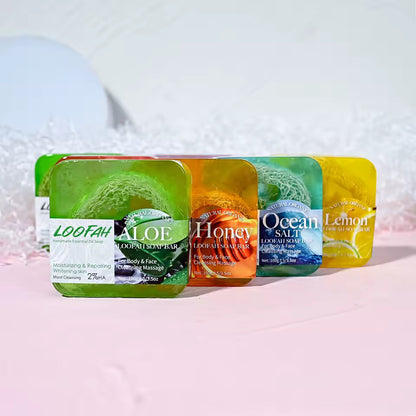 Organic Loofah Whitening Soap Lavender, Honey, Rose, Lemon, Ocean Salt, Tea Tree & Aloe Skincare Soap
