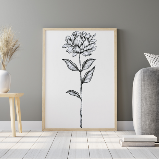 Hand Drawn Floral Art on Cartridge Paper - No Frame (Size: A4 & A3)