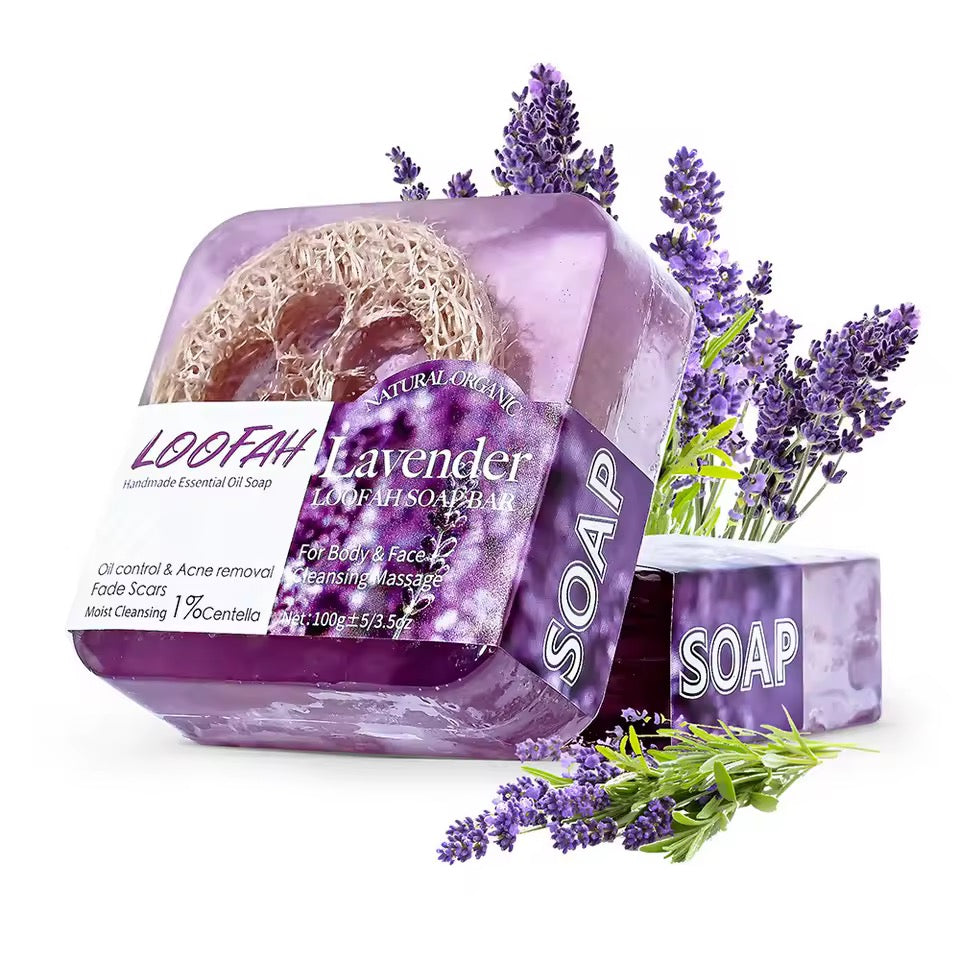 Organic Loofah Whitening Soap Lavender, Honey, Rose, Lemon, Ocean Salt, Tea Tree & Aloe Skincare Soap