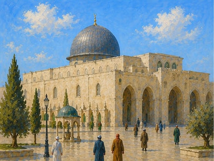 Limited Edition PRINT of my Original Masjid Aqsa Holy Muslim Acrylic Painting on Cartridge Paper - No Frame (Size: A4 & A3)