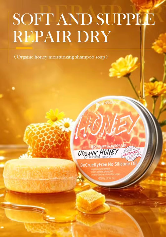 Organic Honey Shampoo Soap Without Silicone, Cleanses the Scalp, Nourishes Hair & Controls Oil
